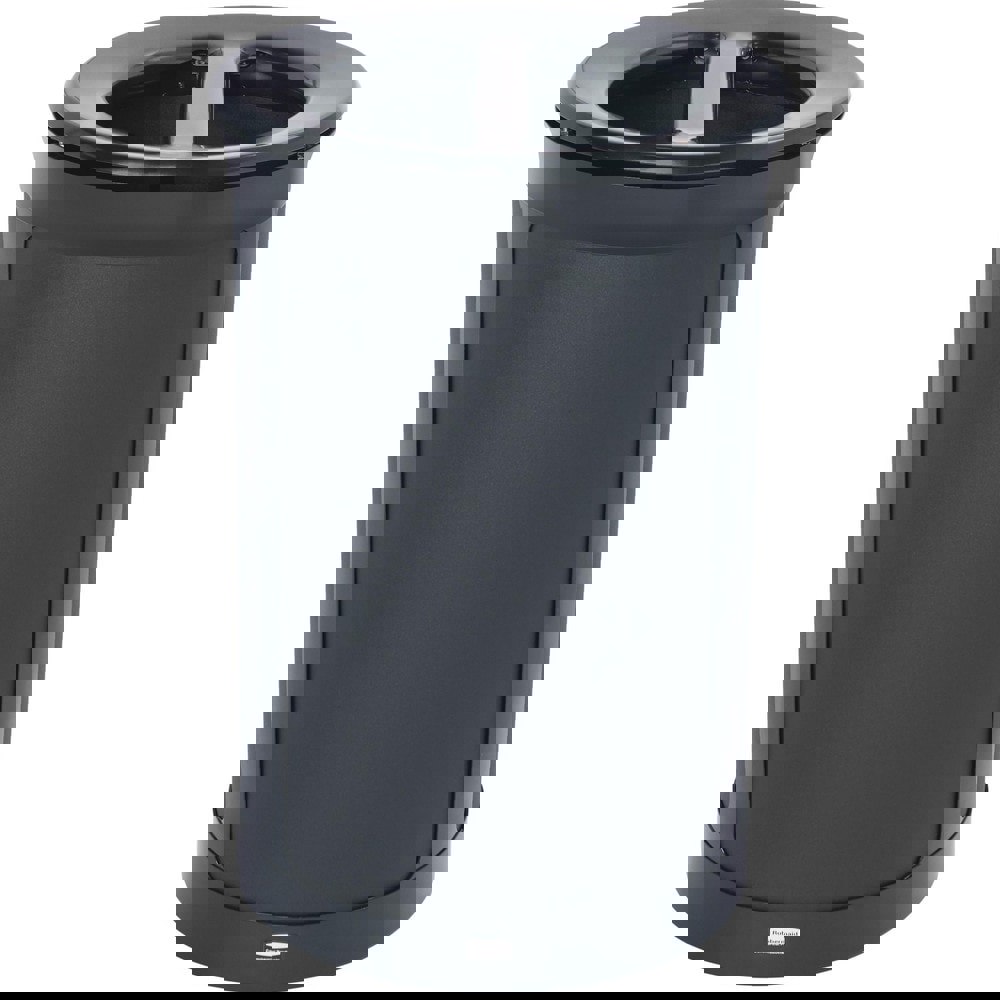 ENHANCE Series Waste Receptacle, Dual Top Hole, 23 gal, Metal, Jet Black Metallic